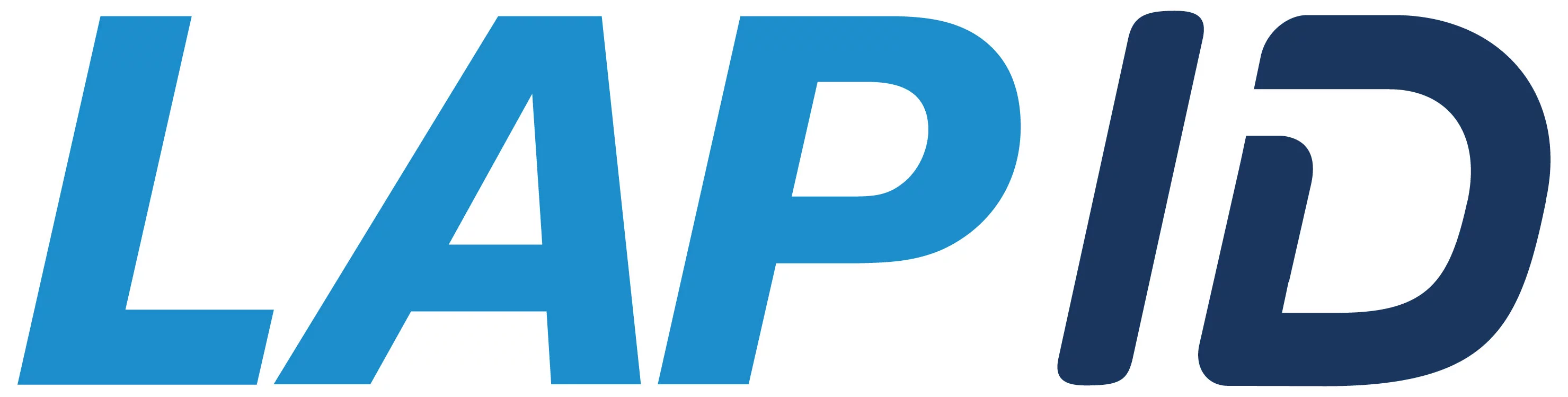 Logo of LapID: Blue and dark blue capital letters “LAPID” on a white background.